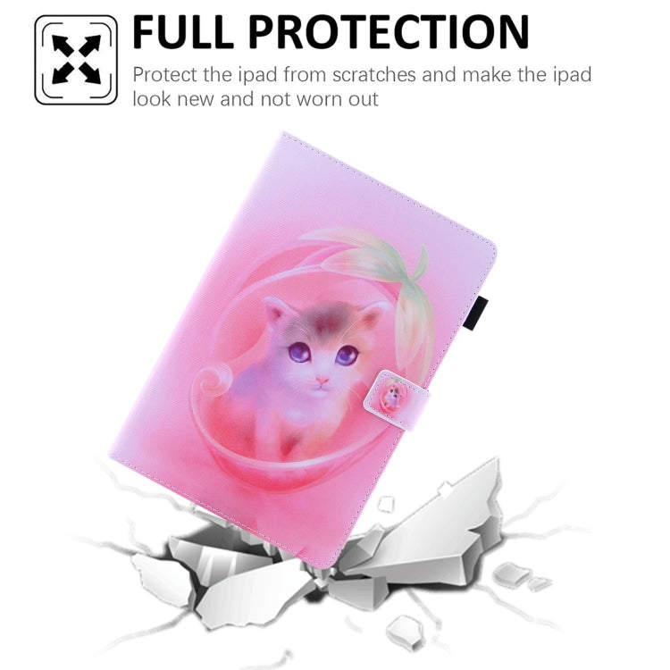 For Amazon Fire Max 11 2023 Colored Drawing Leather Smart Tablet Case(Pink Cat)