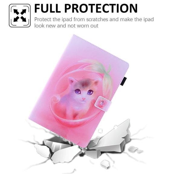 For Amazon Fire Max 11 2023 Colored Drawing Leather Smart Tablet Case(Pink Cat)