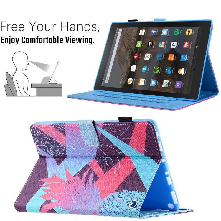 For Amazon Fire Max 11 2023 Colored Drawing Leather Smart Tablet Case(Dazzling Pineapple)