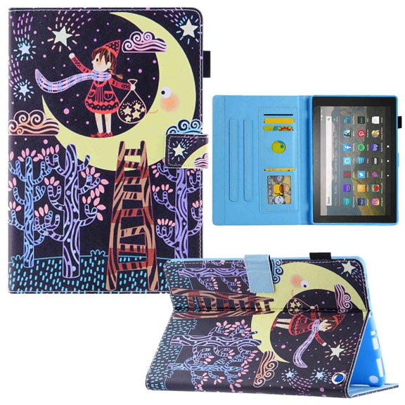 For Amazon Fire Max 11 2023 Colored Drawing Leather Smart Tablet Case(Catch Stars Girl)