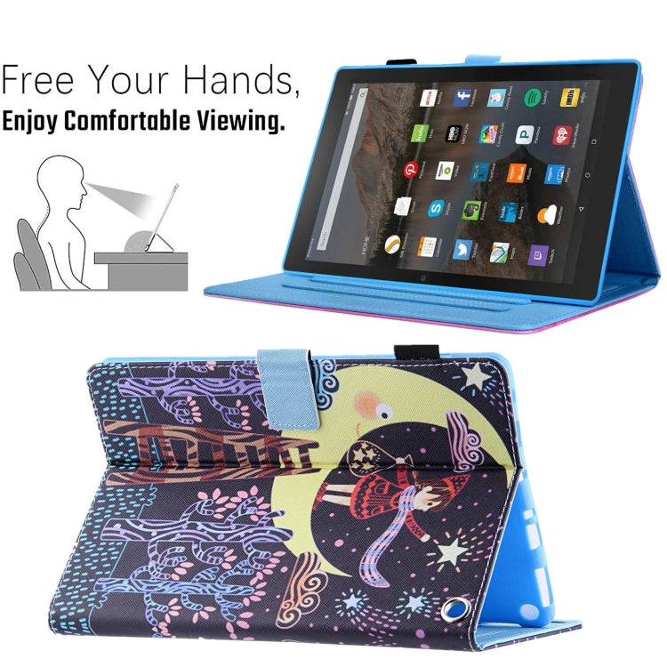 For Amazon Fire Max 11 2023 Colored Drawing Leather Smart Tablet Case(Catch Stars Girl)