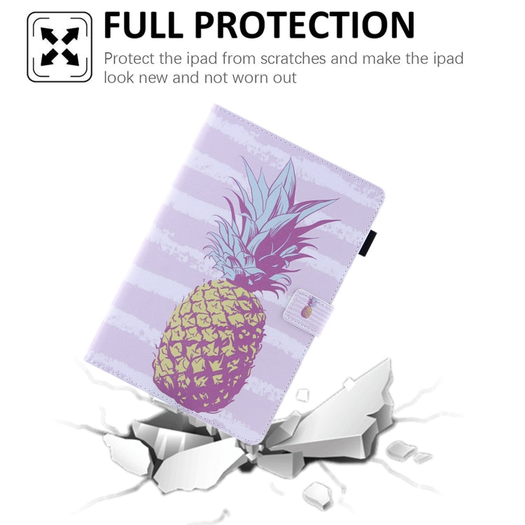 For Amazon Fire Max 11 2023 Colored Drawing Leather Smart Tablet Case(Gold Pineapple)