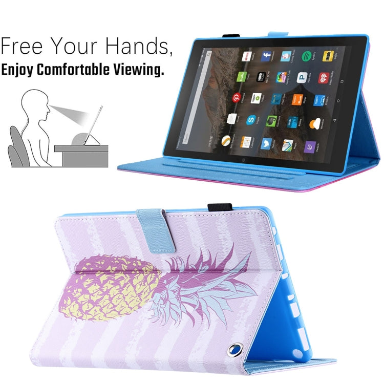 For Amazon Fire Max 11 2023 Colored Drawing Leather Smart Tablet Case(Gold Pineapple)