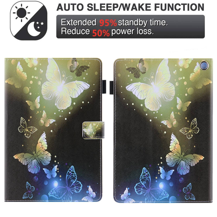 For Amazon Fire Max 11 2023 Colored Drawing Leather Smart Tablet Case(Gold Butterflies)
