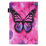 For Amazon Fire Max 11 2023 Colored Drawing Leather Smart Tablet Case(Red Flower Pink Butterfly)