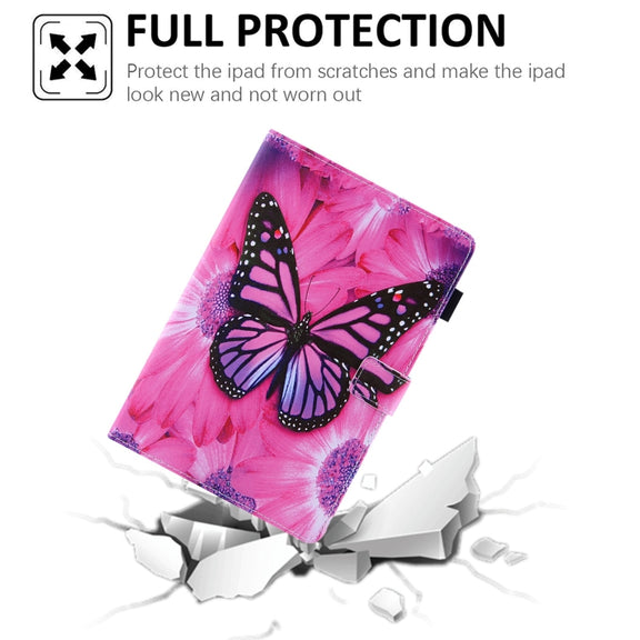 For Amazon Fire Max 11 2023 Colored Drawing Leather Smart Tablet Case(Red Flower Pink Butterfly)