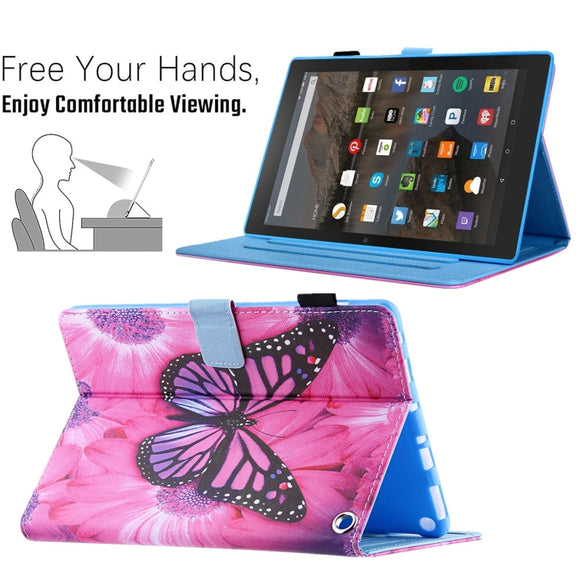 For Amazon Fire Max 11 2023 Colored Drawing Leather Smart Tablet Case(Red Flower Pink Butterfly)