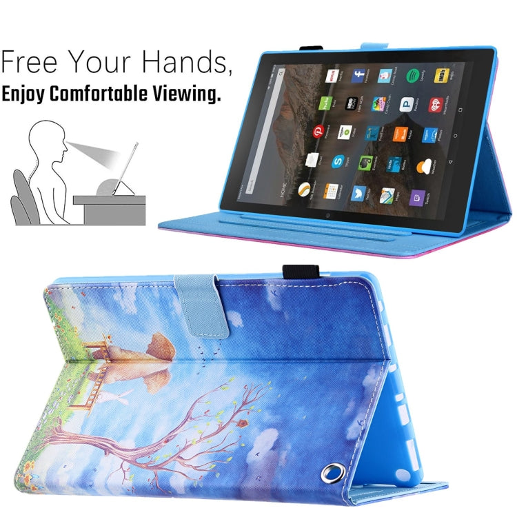 For Amazon Fire Max 11 2023 Colored Drawing Leather Smart Tablet Case(Elephant Rabbit)
