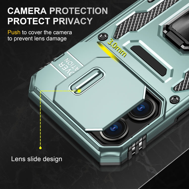For iPhone 16 Pro Max Armor PC + TPU Camera Shield Phone Case(Alpine Green)