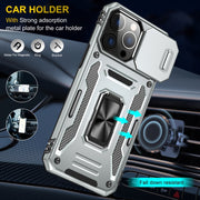 For iPhone 16 Pro Armor PC + TPU Camera Shield Phone Case(Grey)