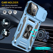 For iPhone 16 Pro Armor PC + TPU Camera Shield Phone Case(Light Blue)