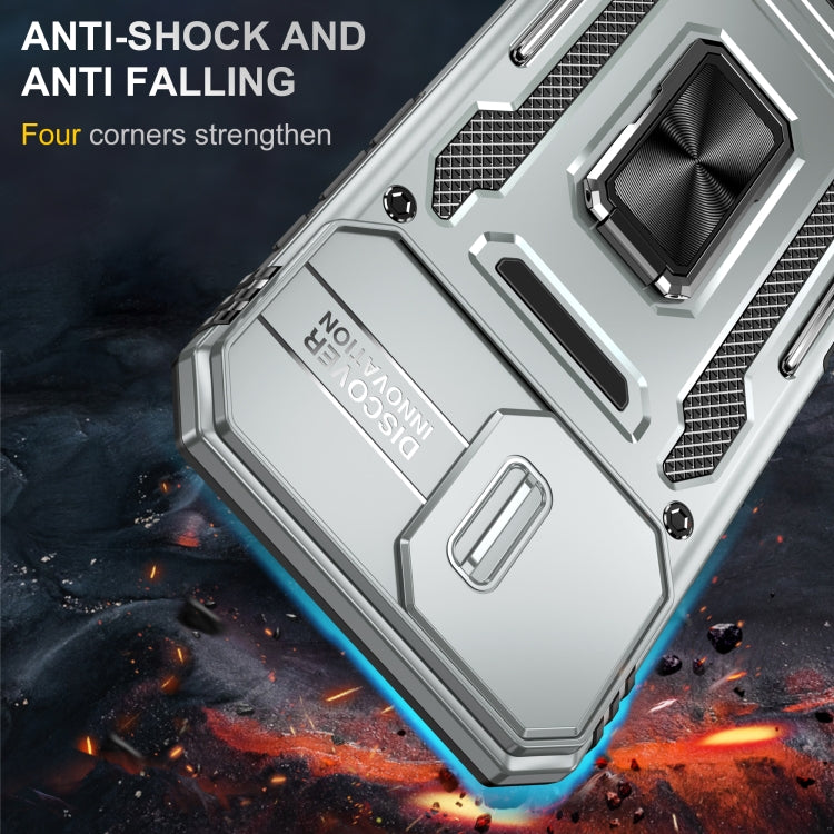 For iPhone 16 Plus Armor PC + TPU Camera Shield Phone Case(Grey)