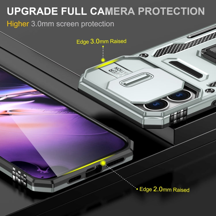 For iPhone 16 Plus Armor PC + TPU Camera Shield Phone Case(Grey)