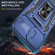 For iPhone 16 Armor PC + TPU Camera Shield Phone Case(Navy Blue)