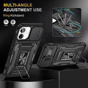 For iPhone 16 Armor PC + TPU Camera Shield Phone Case(Black)