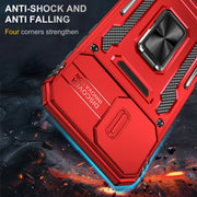 For iPhone 16 Armor PC + TPU Camera Shield Phone Case(Red)