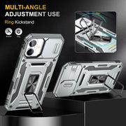 For iPhone 16 Armor PC + TPU Camera Shield Phone Case(Grey)