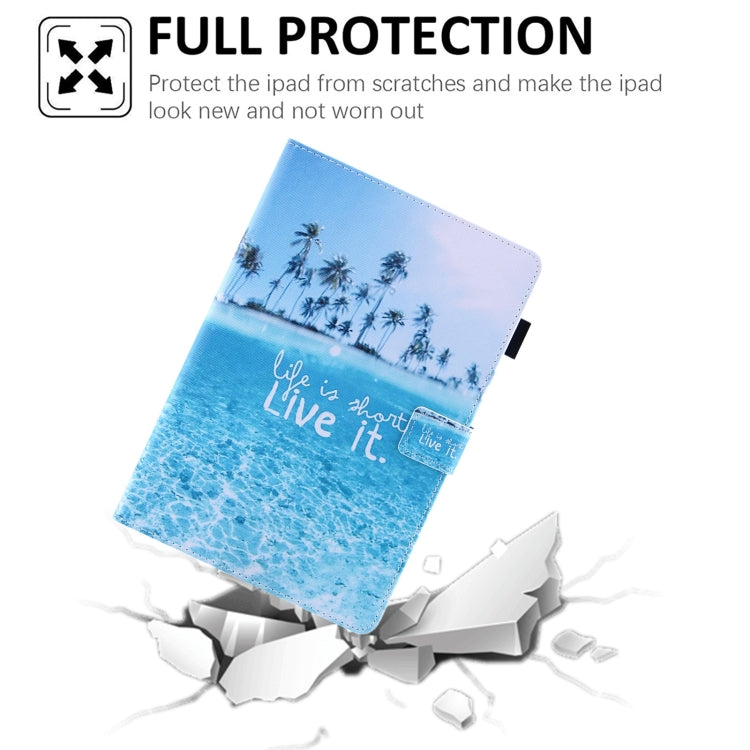 For Amazon Fire Max 11 2023 Colored Drawing Smart Leather Tablet Case(Beach)