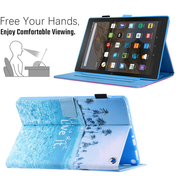 For Amazon Fire Max 11 2023 Colored Drawing Smart Leather Tablet Case(Beach)