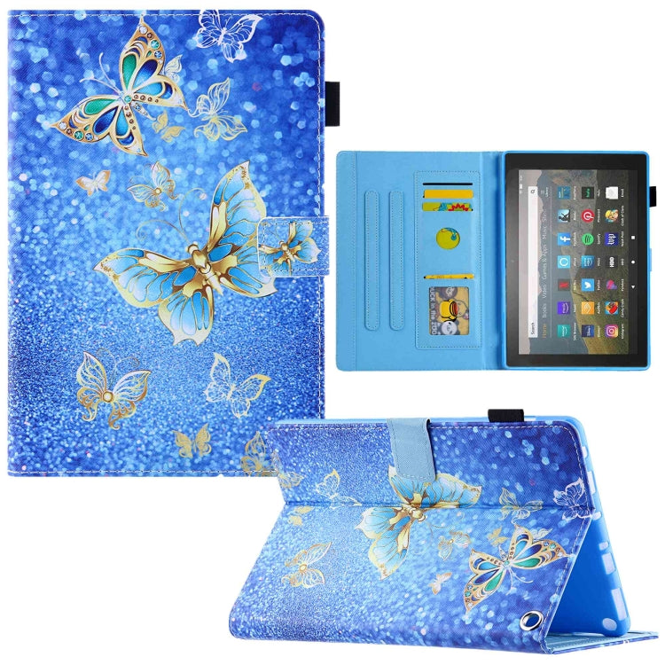 For Amazon Fire Max 11 2023 Colored Drawing Smart Leather Tablet Case(Golden Butterfly)