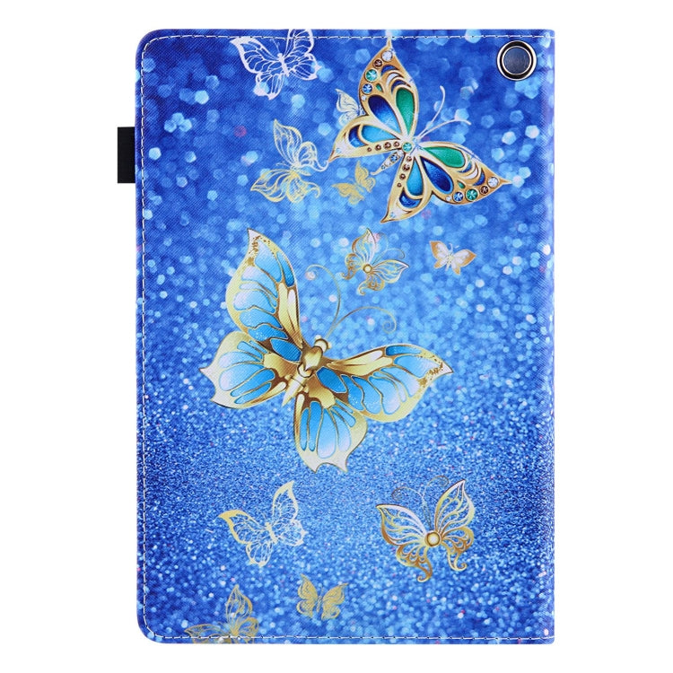 For Amazon Fire Max 11 2023 Colored Drawing Smart Leather Tablet Case(Golden Butterfly)