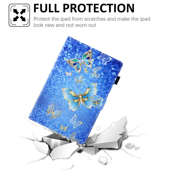 For Amazon Fire Max 11 2023 Colored Drawing Smart Leather Tablet Case(Golden Butterfly)