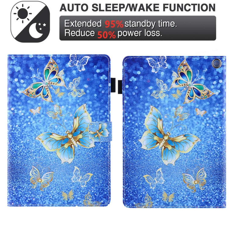 For Amazon Fire Max 11 2023 Colored Drawing Smart Leather Tablet Case(Golden Butterfly)