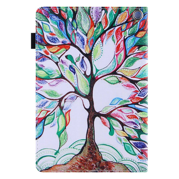 For Amazon Fire Max 11 2023 Colored Drawing Smart Leather Tablet Case(Life Tree)
