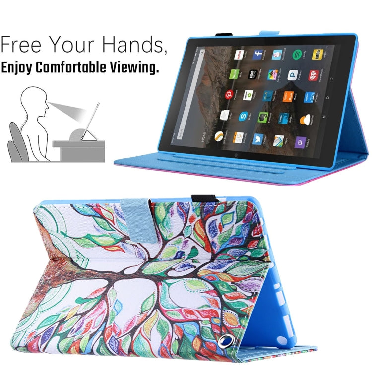 For Amazon Fire Max 11 2023 Colored Drawing Smart Leather Tablet Case(Life Tree)