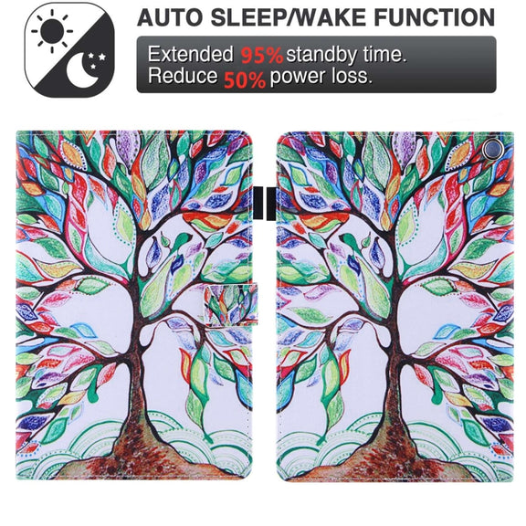 For Amazon Fire Max 11 2023 Colored Drawing Smart Leather Tablet Case(Life Tree)