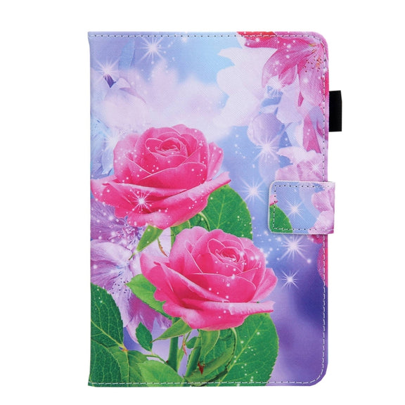 For Amazon Fire Max 11 2023 Colored Drawing Leather Smart Tablet Case(Red Rose)
