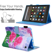 For Amazon Fire Max 11 2023 Colored Drawing Leather Smart Tablet Case(Red Rose)