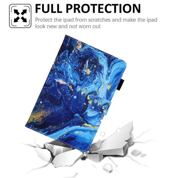 For Amazon Fire Max 11 2023 Colored Drawing Leather Smart Tablet Case(Blue Gold)