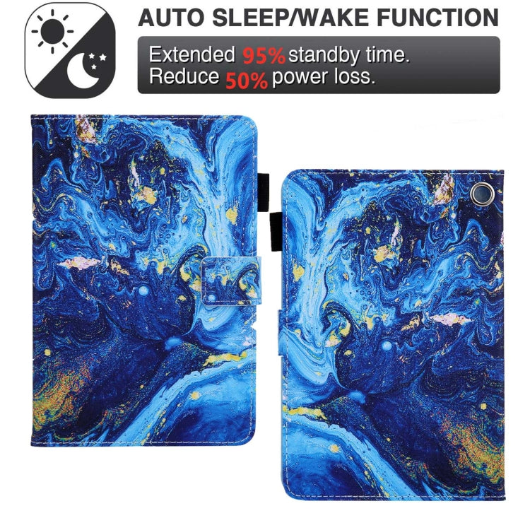 For Amazon Fire Max 11 2023 Colored Drawing Leather Smart Tablet Case(Blue Gold)