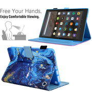For Amazon Fire Max 11 2023 Colored Drawing Leather Smart Tablet Case(Blue Gold)