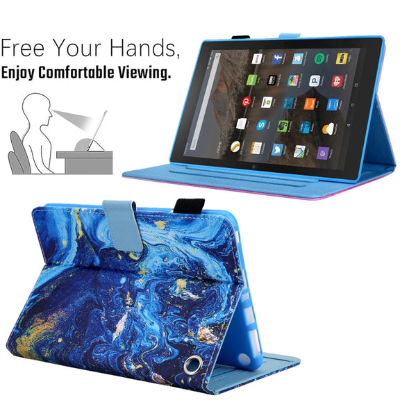 For Amazon Fire Max 11 2023 Colored Drawing Leather Smart Tablet Case(Blue Gold)