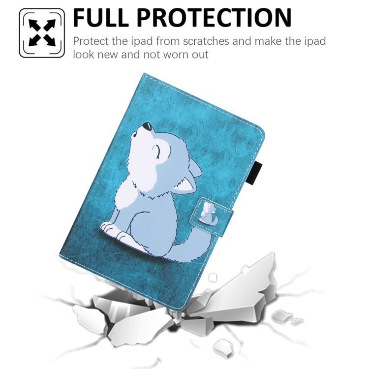 For Amazon Fire Max 11 2023 Colored Drawing Leather Smart Tablet Case(Cute Wolf)