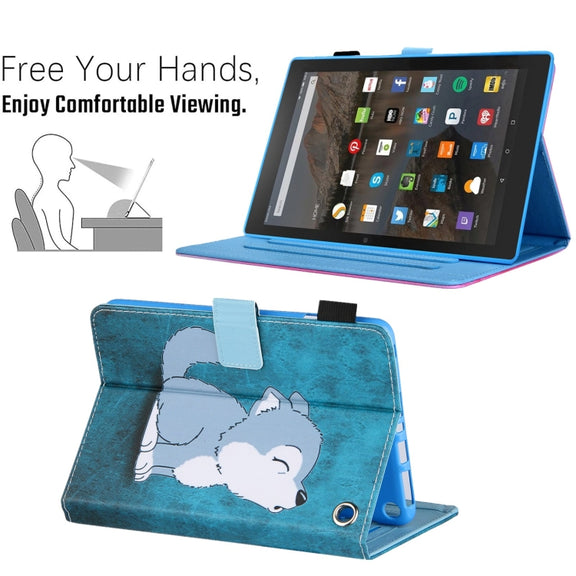 For Amazon Fire Max 11 2023 Colored Drawing Leather Smart Tablet Case(Cute Wolf)