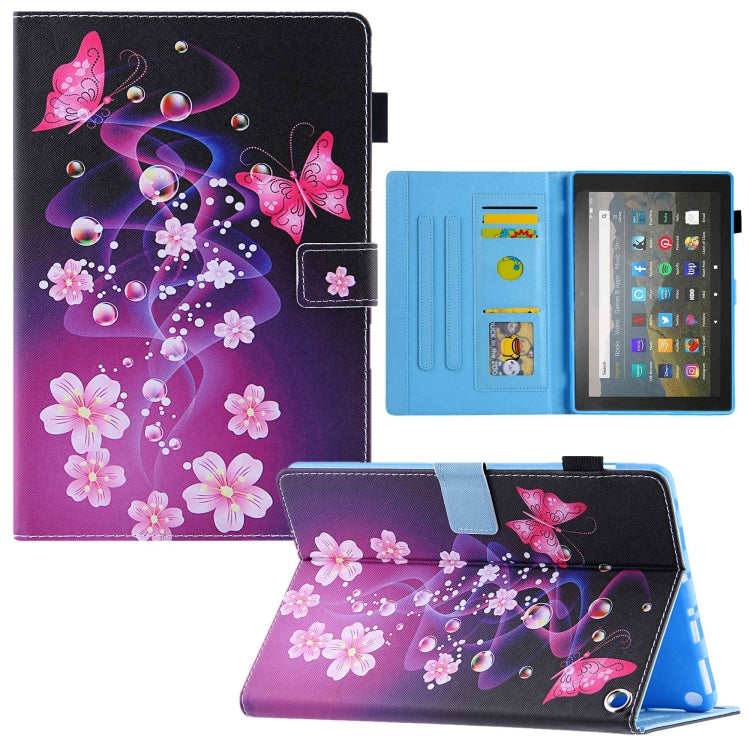 For Amazon Fire Max 11 2023 Colored Drawing Leather Smart Tablet Case(Dual Pink Butterflies)