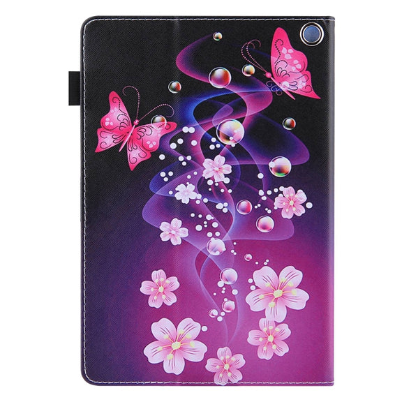 For Amazon Fire Max 11 2023 Colored Drawing Leather Smart Tablet Case(Dual Pink Butterflies)