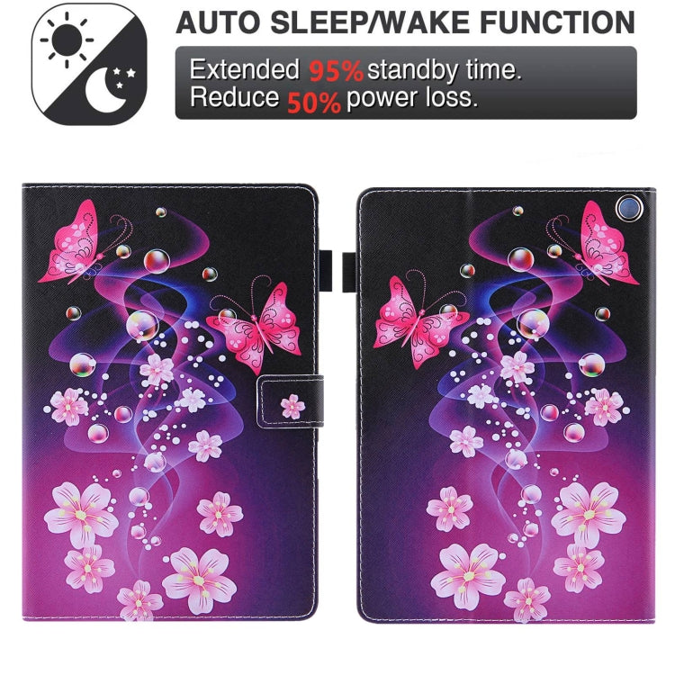 For Amazon Fire Max 11 2023 Colored Drawing Leather Smart Tablet Case(Dual Pink Butterflies)
