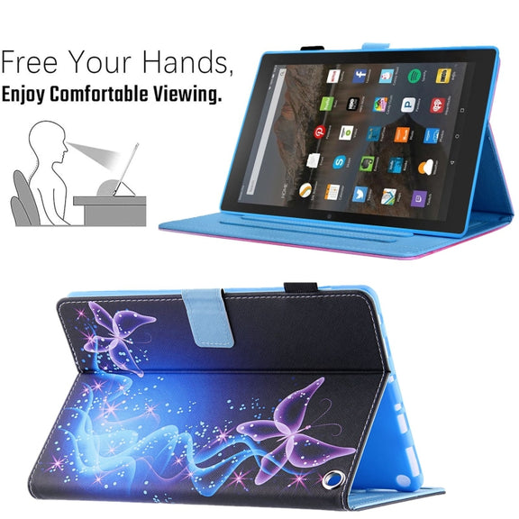 For Amazon Fire Max 11 2023 Colored Drawing Leather Smart Tablet Case(Dual Purple Butterflies)