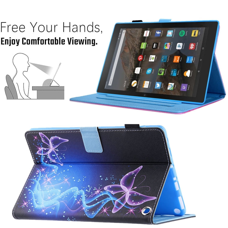 For Amazon Fire Max 11 2023 Colored Drawing Leather Smart Tablet Case(Dual Purple Butterflies)