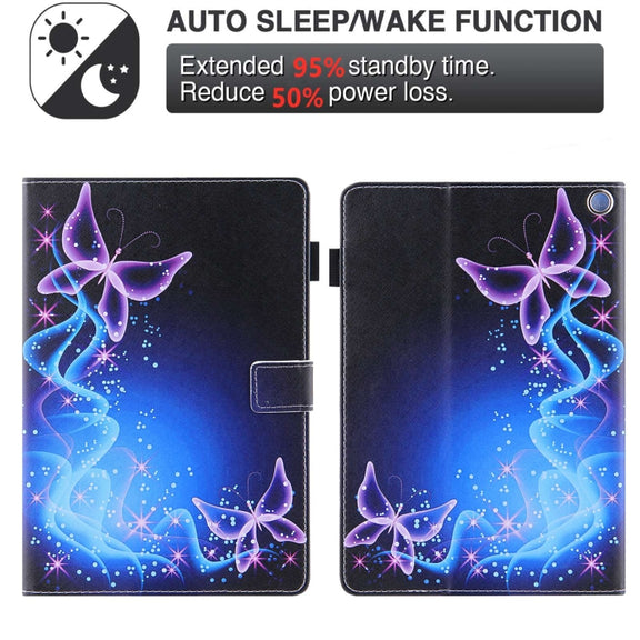 For Amazon Fire Max 11 2023 Colored Drawing Leather Smart Tablet Case(Dual Purple Butterflies)