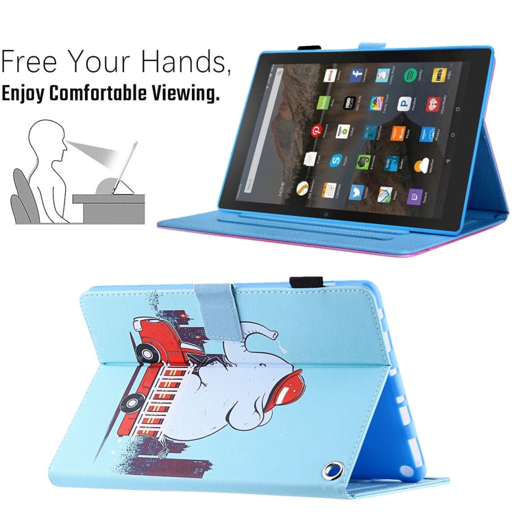 For Amazon Fire Max 11 2023 Colored Drawing Leather Smart Tablet Case(Fire Elephant)
