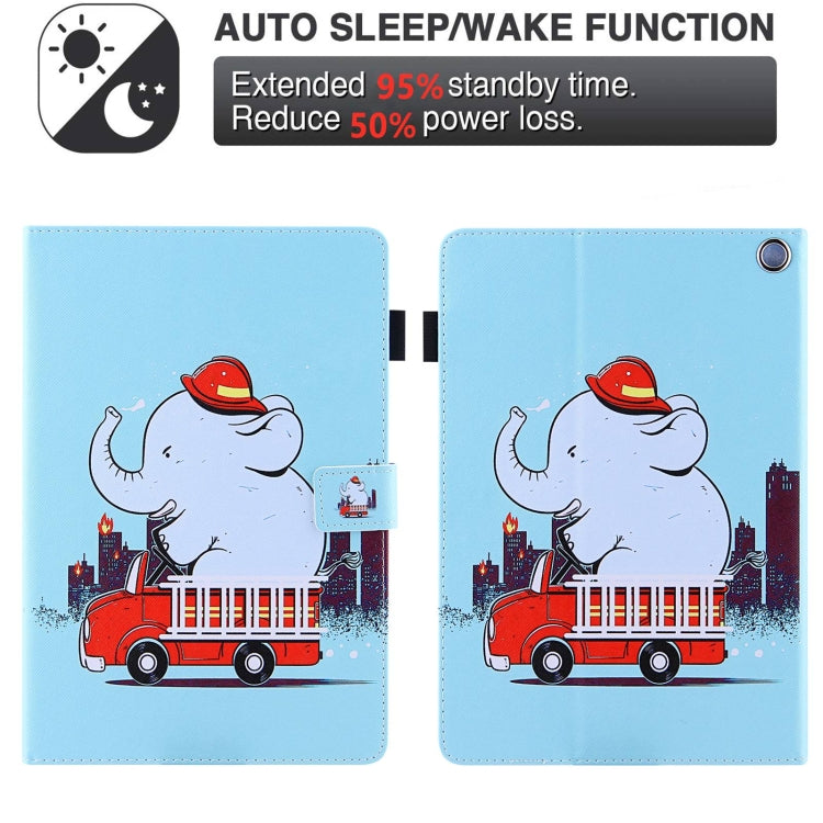 For Amazon Fire Max 11 2023 Colored Drawing Leather Smart Tablet Case(Fire Elephant)