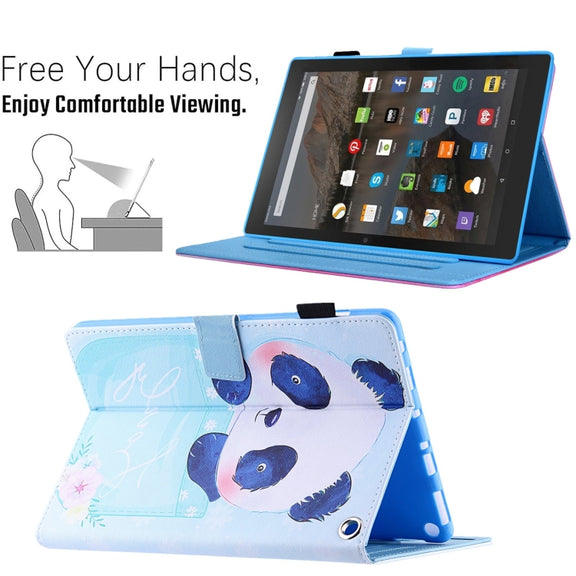 For Amazon Fire Max 11 2023 Colored Drawing Leather Smart Tablet Case(Cup Panda)