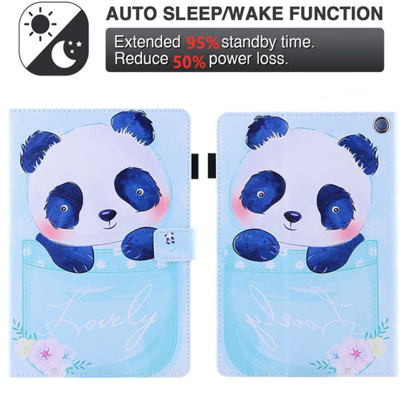 For Amazon Fire Max 11 2023 Colored Drawing Leather Smart Tablet Case(Cup Panda)