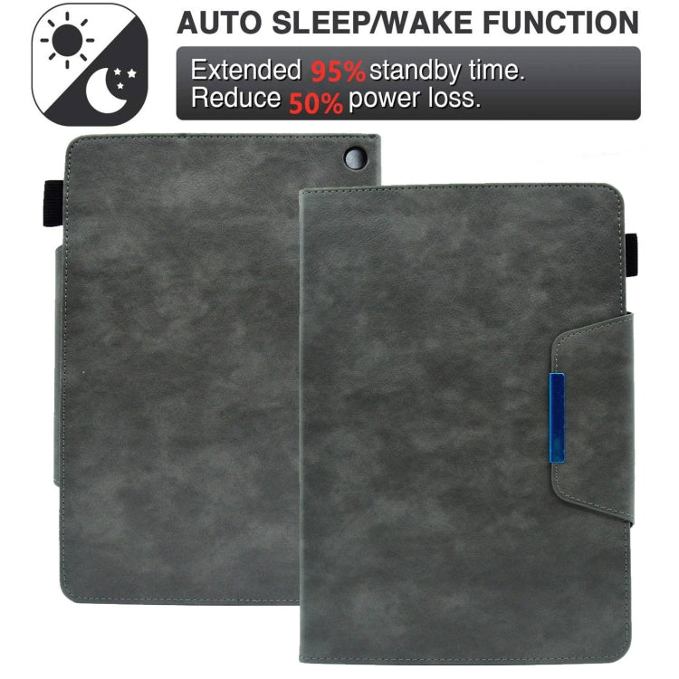 For Amazon Fire Max 11 2023 Suede Cross Texture Magnetic Clasp Leather Tablet Case(Grey)