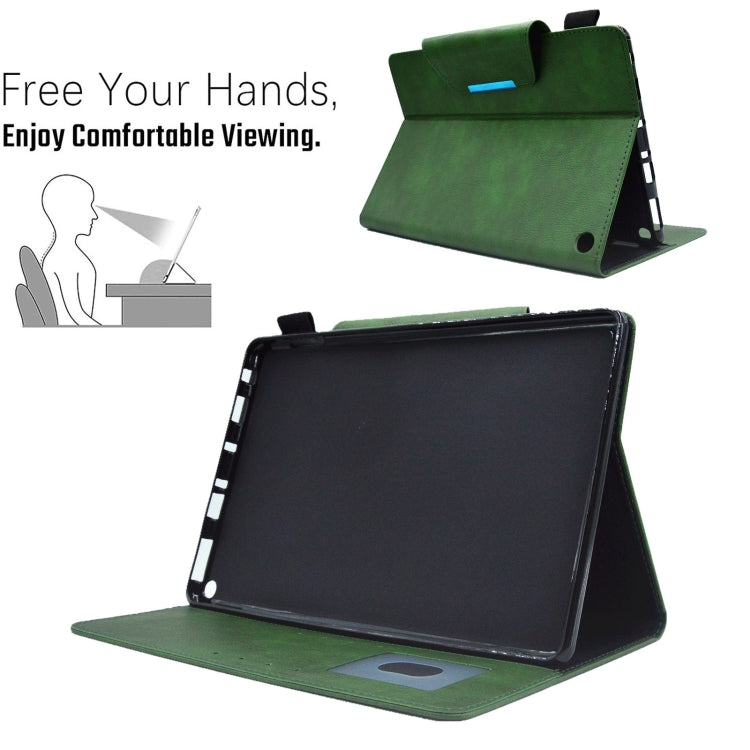 For Amazon Fire Max 11 2023 Suede Cross Texture Magnetic Clasp Leather Tablet Case(Green)